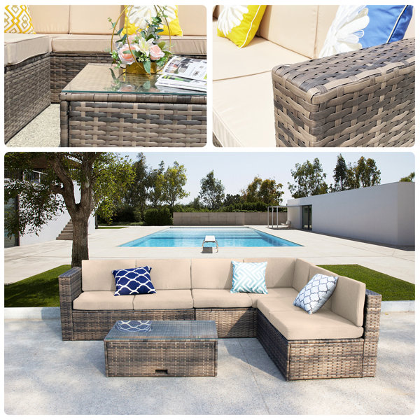 Latitude Run® Luftim Wicker/Rattan 6 Person Seating Group With Cushions